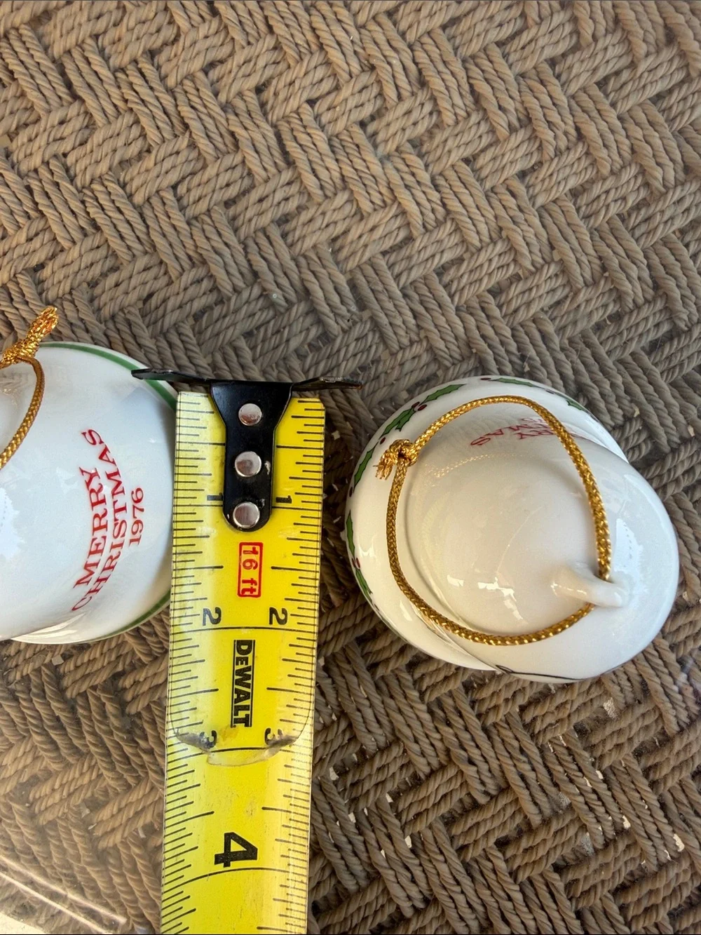 Vintage Peanuts Snoopy & Woodstock Ceramic Christmas Bell Ornament.1975-1976.